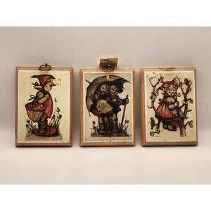 Vintage Evans Retro Wool Plaque Kitschy Kids Wall Art‎ Decor Umbrella Kiss